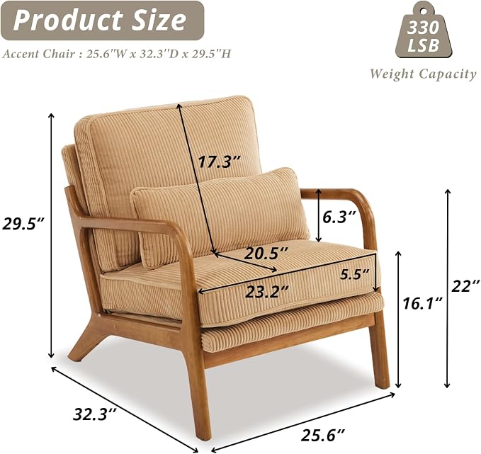 Karl home Mid-Century Modern Accent Chair, Living Room Chairs - Image 2