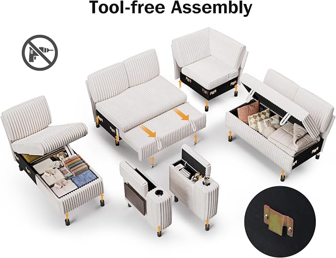 Vipbear 111" Modular Sectional Sleeper Sofa - Image 4