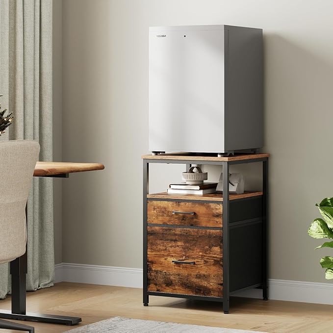 Herture Mini Fridge Stand with 3 Storage, Mini Fridge Cabinet, Beverage Fridge - Image 6