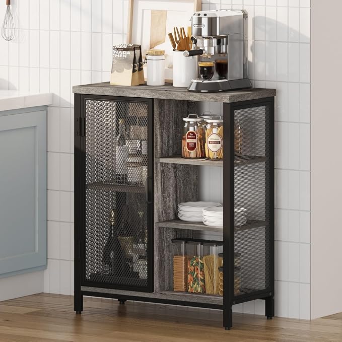 BON AUGURE Liquor Cabinet Bar for Home, Farmhouse Coffee Storage Cabinet for - Image 4