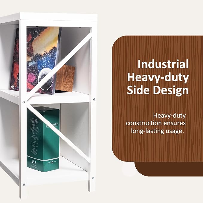 6 Cube Storage Organizer Bookshelf, Industrial Horizontal Bookcase, Accent - Image 5