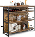PETSITE Industrial Home Bar Unit, Stationary Kitchen Island w/ 4-Tier Storage by PETSITE