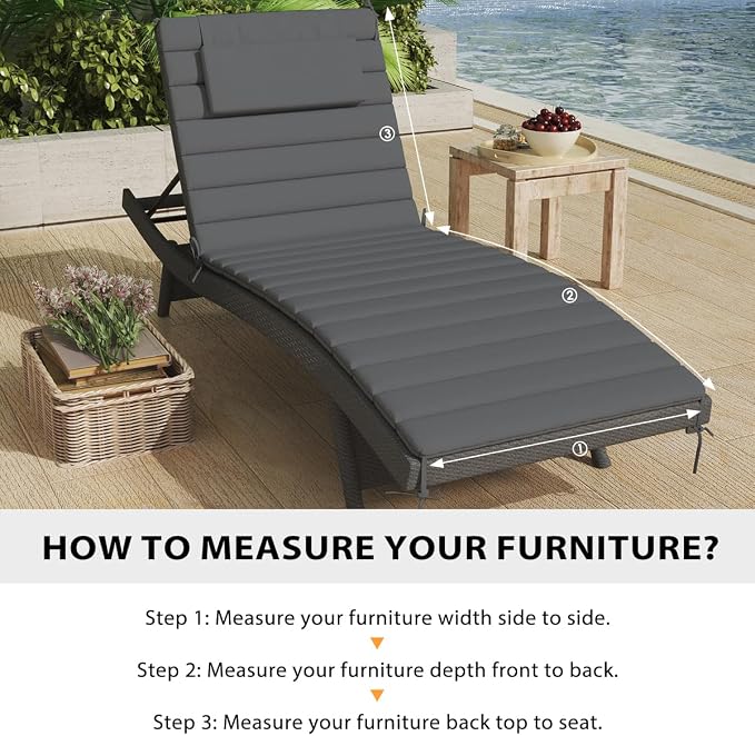 Sundale Outdoor Olefin Quilted Lounge Cushion Set of 4, Patio Foldable Chaise - Image 7