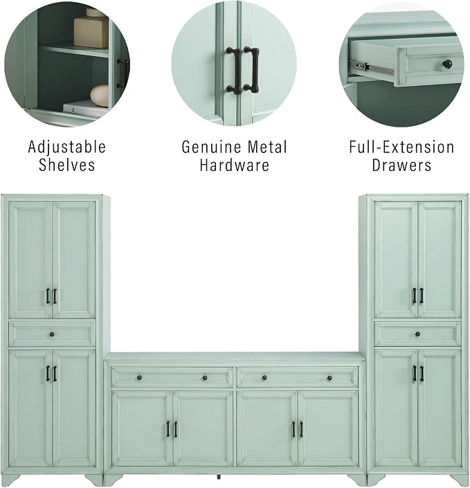 Crosley Furniture Tara 3-Piece Modern Farmhouse Sideboard Buffet Cabinet and - Image 7