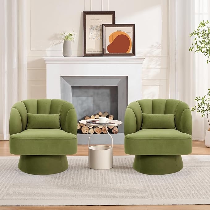 Garvee Ultra-Plush Swivel Accent Chair, 360° Barrel Lounge Chair - Image 2