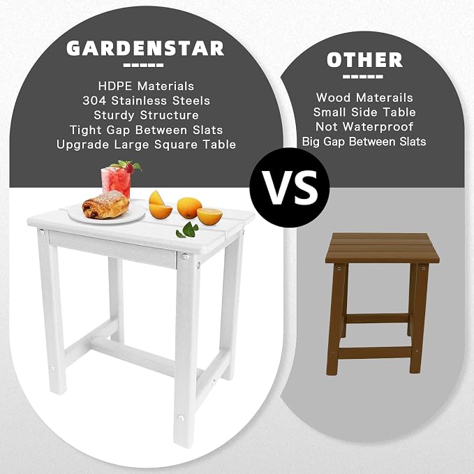 GARDENSTAR Adirondack Square Side Table, one-Tier Outdoor end Table, Patio Side - Image 5