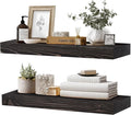 24x8x1.6 inch Floating Shelves Set of 2 – Solid Wood Rustic Black Wall Mounted by YLYHSST