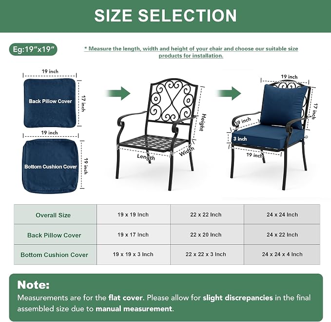 Summsun Outdoor Chair Cushions, Faux Linen Backrest and Deep Seat Cushion Set - Image 8