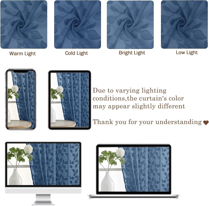 Chyhomenyc Extra Long Dusty Blue Sheer Curtains 108 Inch Length 2 Panels Set - Image 3