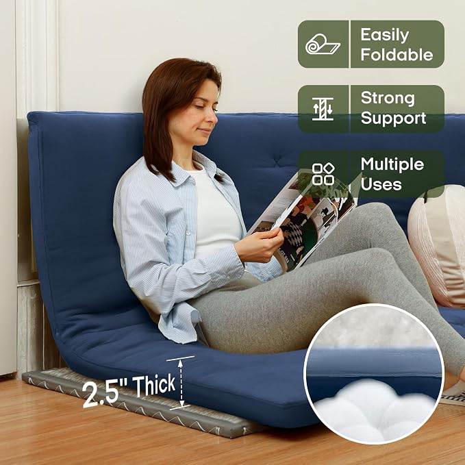 ZonLi Japanese Floor Futon Mattress Full Size 75"x 54", 100% Cotton Cover 2.5'' - Image 7