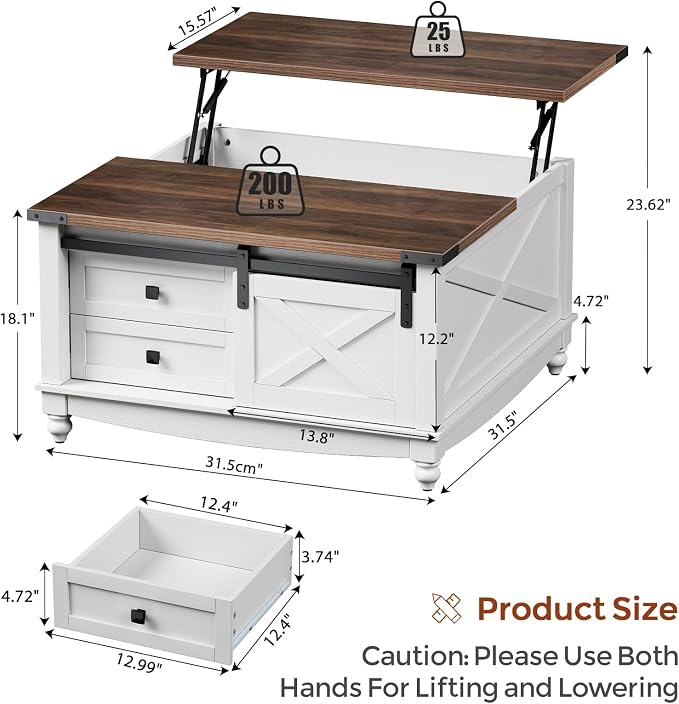 ALLSTAND 31.5" Lift Top Coffee Table - Image 2