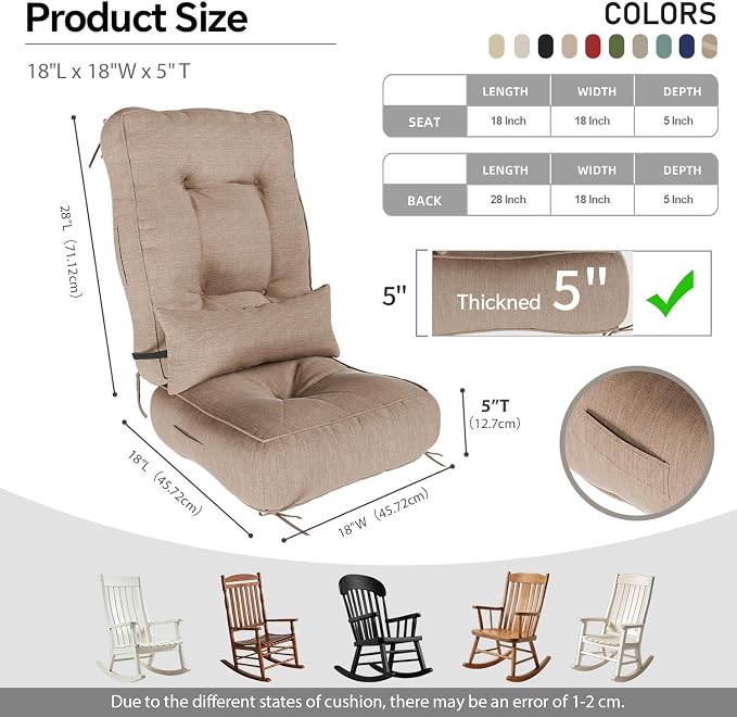 Rocking Chair Cushions with Pillow, Waterproof and Fade-Resistant Thicken - Image 2