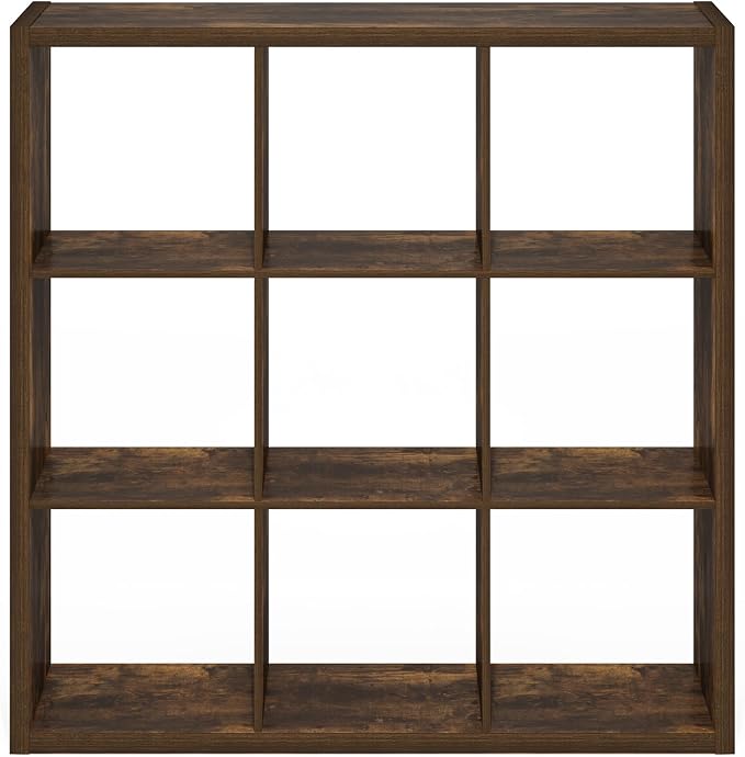 Furinno Cubicle Book Shelf, 9-Cube Bookshelf, Extra Thick Frame Reversible - Image 4