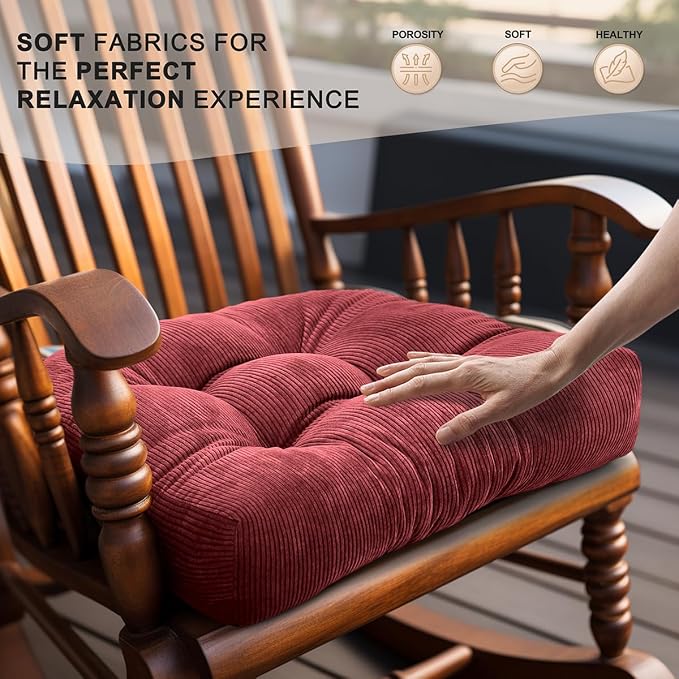 Lokex Rocking Chair Cushion Only, Tufted Non-Slip Comfortable Rocking Chair - Image 4