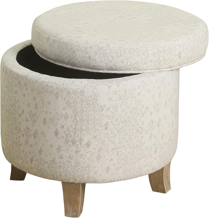 Homepop Home Decor | Upholstered Round Storage Ottoman | Ottoman by HomePop