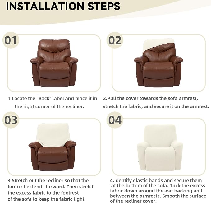 Cupuamon Recliner Chair Covers, Lazy Boy Recliner Covers Stretch Reclining - Image 6