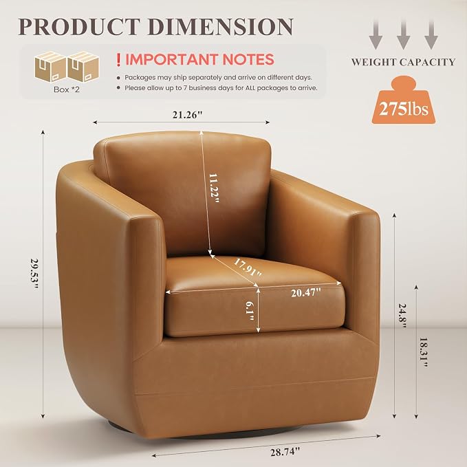 COLAMY 360° Swivel Accent Chair Set of 2 - Image 2