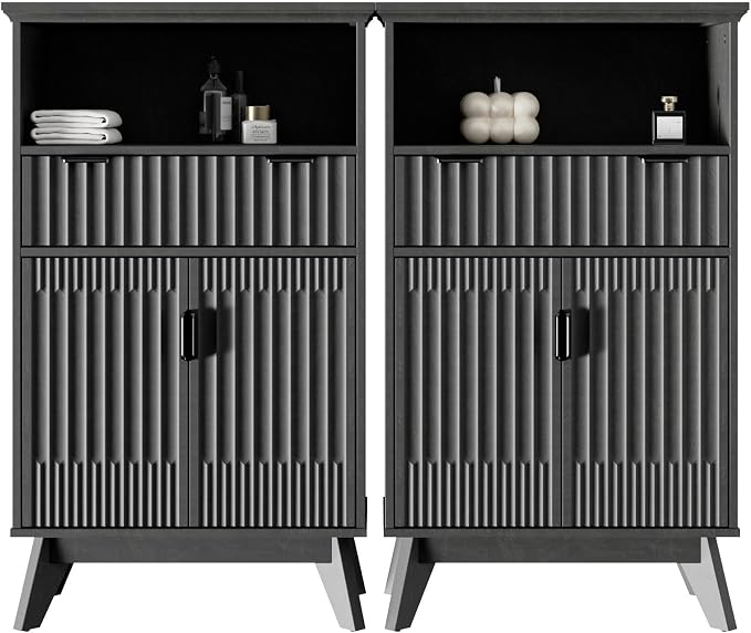Fatmok Buffet Cabinet with Storage Set od 3, Wood Buffet Sideboard Console Table by Fatmok