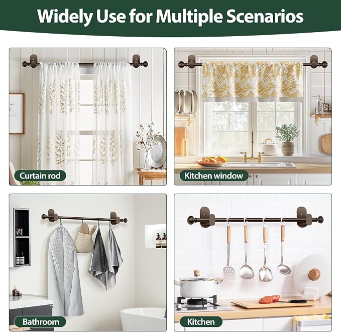 KAMANINA 2 Pack Curtain Rods No Drilling - Image 5