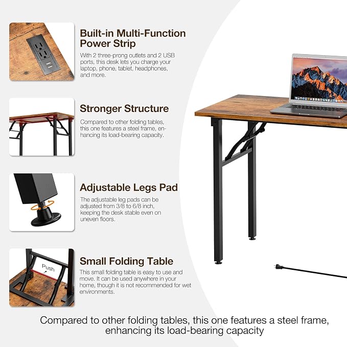 TEMI Small Computer Desk Folding Table - Image 8