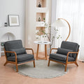 Bonnlo Microfiber Dark Grey Accent Chairs Set of 2, Upholstered Mid Century by Bonnlo