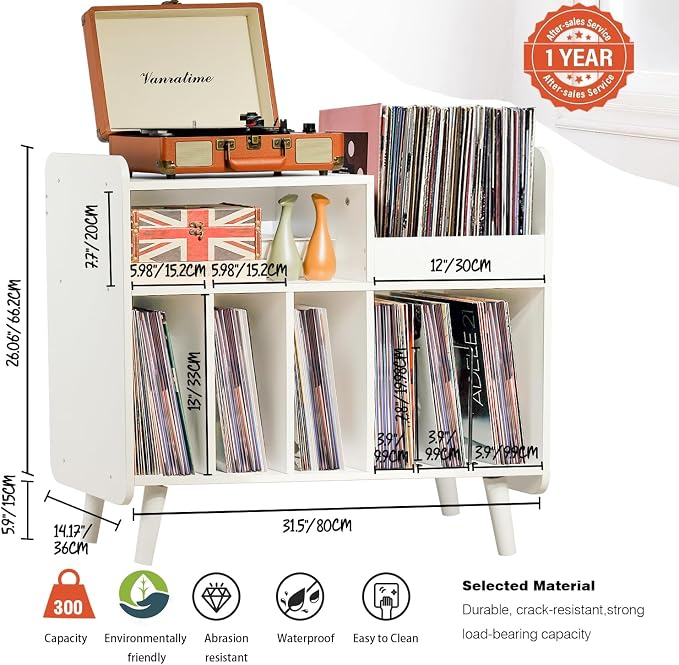 Record Player Stand, Large Record Player Table Cabinet - Image 3