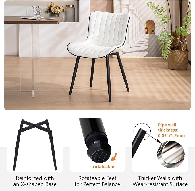 YOUNUOKE Mid-Century Modern Dining Chairs Set of 2, Armless Accent Chair - Image 7