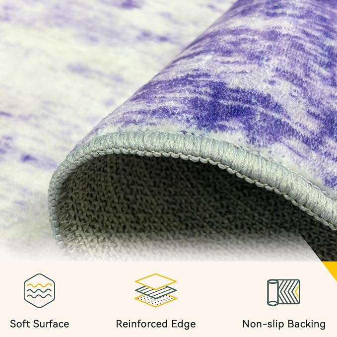 Washable Area Rugs 2'x10' Non-Slip Modern Abstract Soft - Image 4