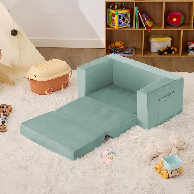 Kids Couch, 2-in-1 Toddler Chair Comfy 1-3 Years, Convertible Kids Chair - Image 7