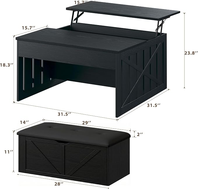 HUAHUU Coffee Table, 31.5 Lift Top Coffee Tables - Image 2