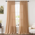 Nanspring Camel Linen Curtains for Living Room 95 Inches Long Back Tab and Rod by Nanspring