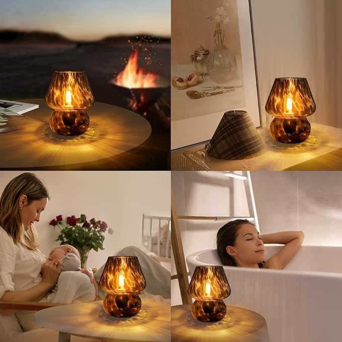 ONEWISH Mushroom Lamp Small Vintage Table Lamp - Image 5