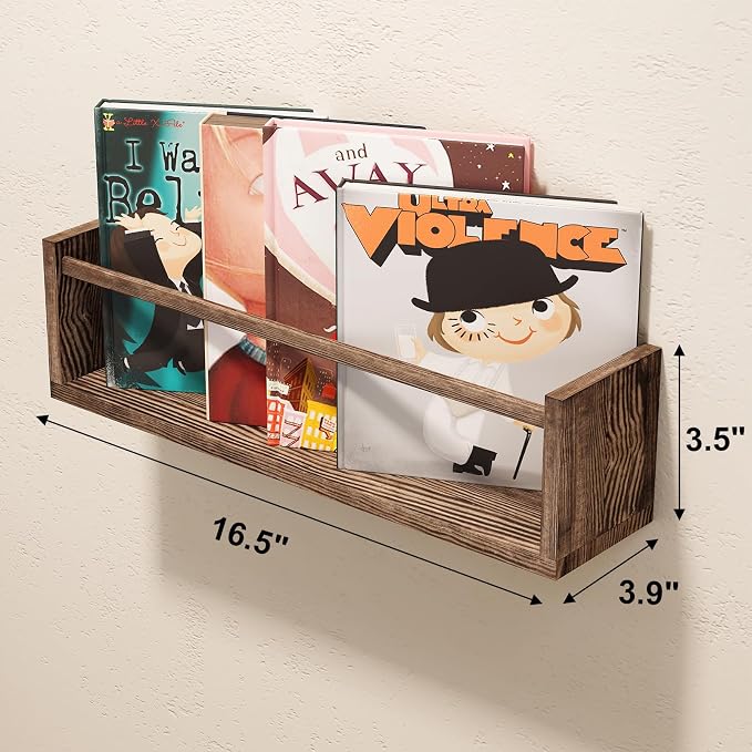 Fixwal Nursery Book Shelves, 16.5 Inch Floating Bookshelves - Image 3