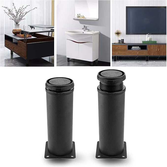 Set of 4 Stainless Steel Furniture Legs 6 Inch, Adjustable Round Cabinet Legs - Image 6
