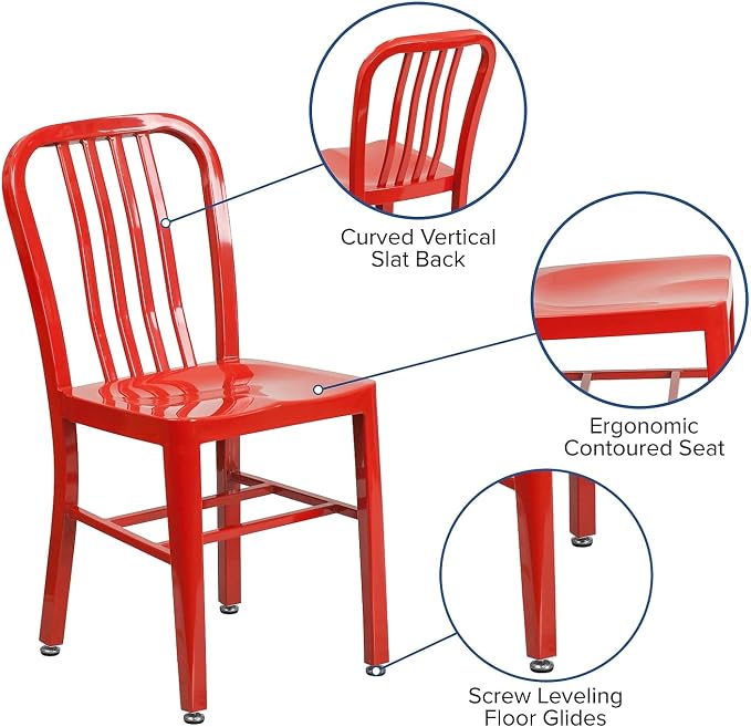 Flash Furniture Commercial Grade Red Metal Indoor-Outdoor Chair - Image 4