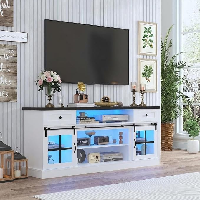 Garvee Farmhouse TV Stand for 80" TVs, Media Console Table - Image 6