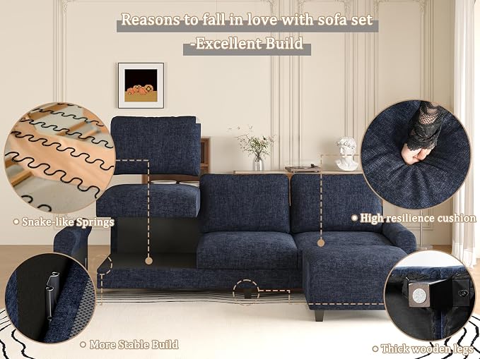 EASE MOOSE 100" Chenille L-Shaped Sectional Sofa, Modern Deep Seat Modular Couch - Image 9