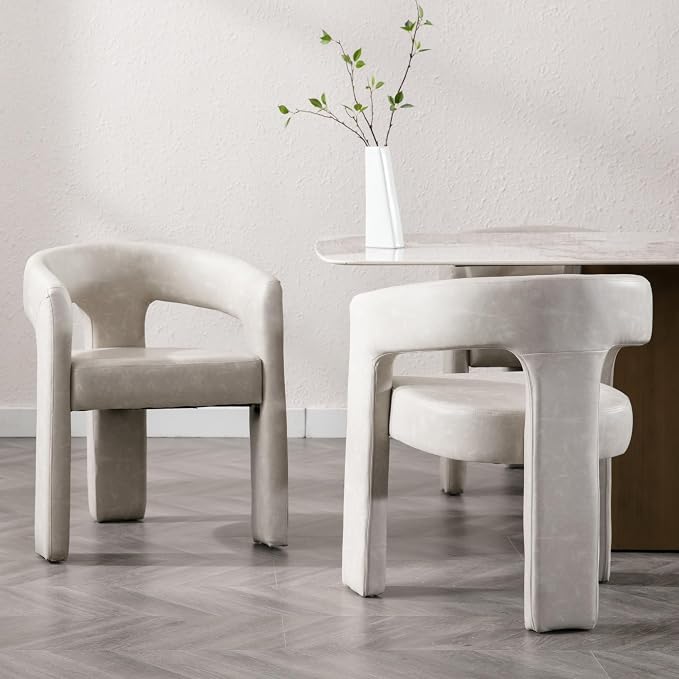 BESTANO Set of 2 Modern PU Leather Upholstered Dining Chairs - Image 4