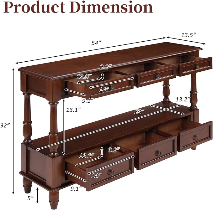 Vintage Solid Wood Console Table - Image 2