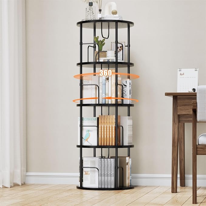 ALLSTAND Rotating Bookshelf, 4 Tier Spinning Bookshelf Tower, 360° Display by ALLSTAND