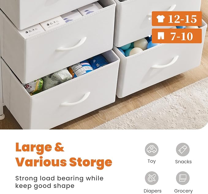 Sweetcrispy 10 Drawer Fabric Dresser Tall Chest Storage Organizer Tower - Image 8