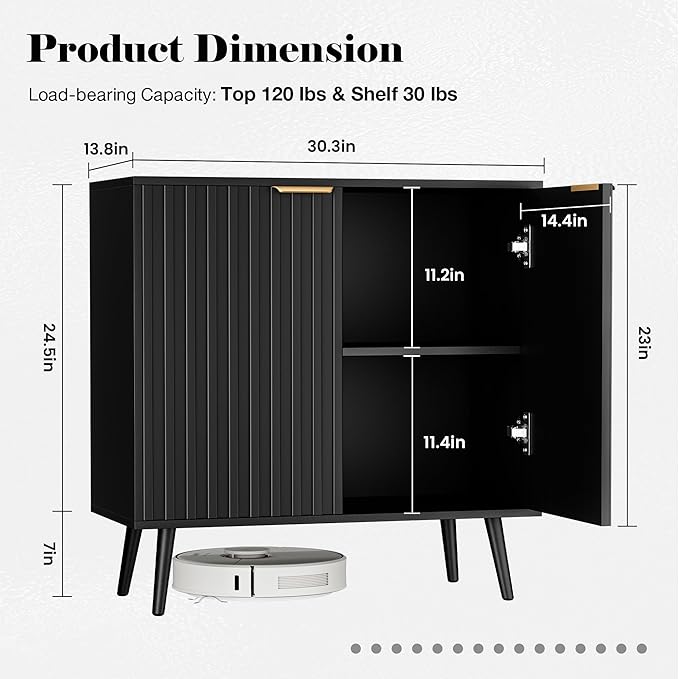 Fluted Buffet Cabinet Sideboard, Storage Cabinet, Modern Accent Cabinet Console - Image 2