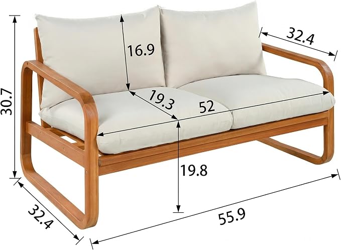 Merax Outdoor 4-Piece Acacia Wood Conversation Set - Image 6