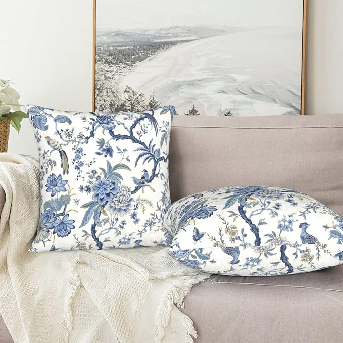 Chinoiserie Blue and White Pillow Covers 20x20 in Set of 2 - Image 5