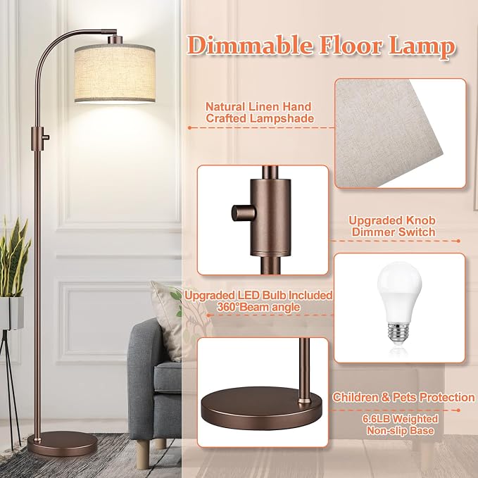 Nintiue Upgraded Modern Arc Dimmable Tall Standing Floor Lamp - Image 4