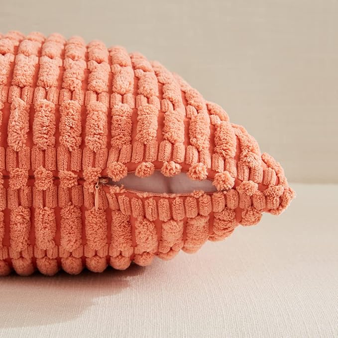 Fancy Homi 4 Packs Boho Coral Decorative Throw Pillow Covers 22x22 Inch - Image 3