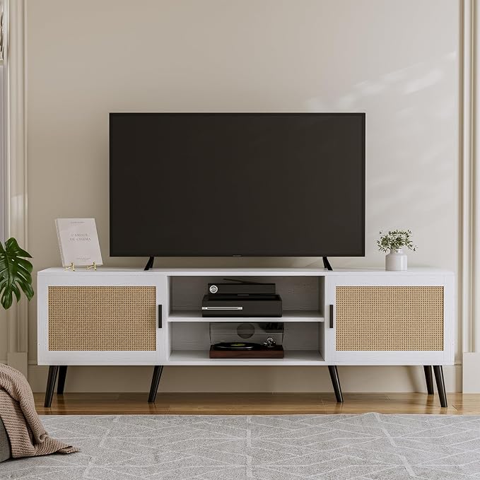 ZttRiee TV Stand for TVs up to 65'', Mid Century Modern Entertainment Center - Image 8
