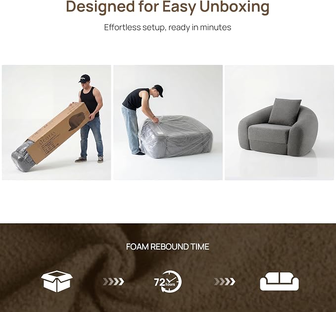 SICOTAS 49.9" Curved Convertible Sofa Couch Bed - Image 6