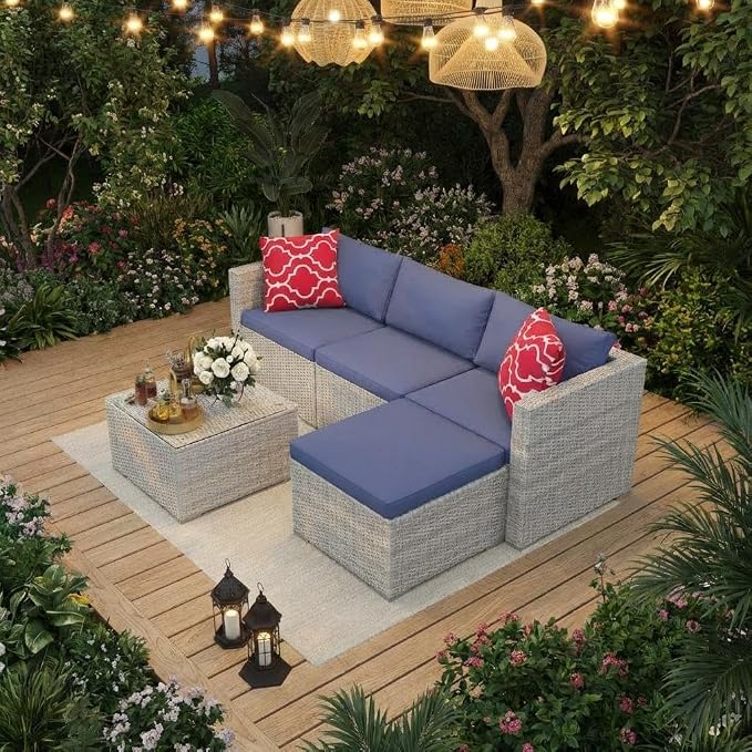 5-Piece Outdoor Sectional Sofa Set, Outdoor Patio Set Sectional Sofa, - Image 3
