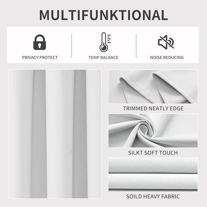 Joydeco 60% Blackout White Curtains 84 Inch Length 2 Panels, Thermal Insulated - Image 3
